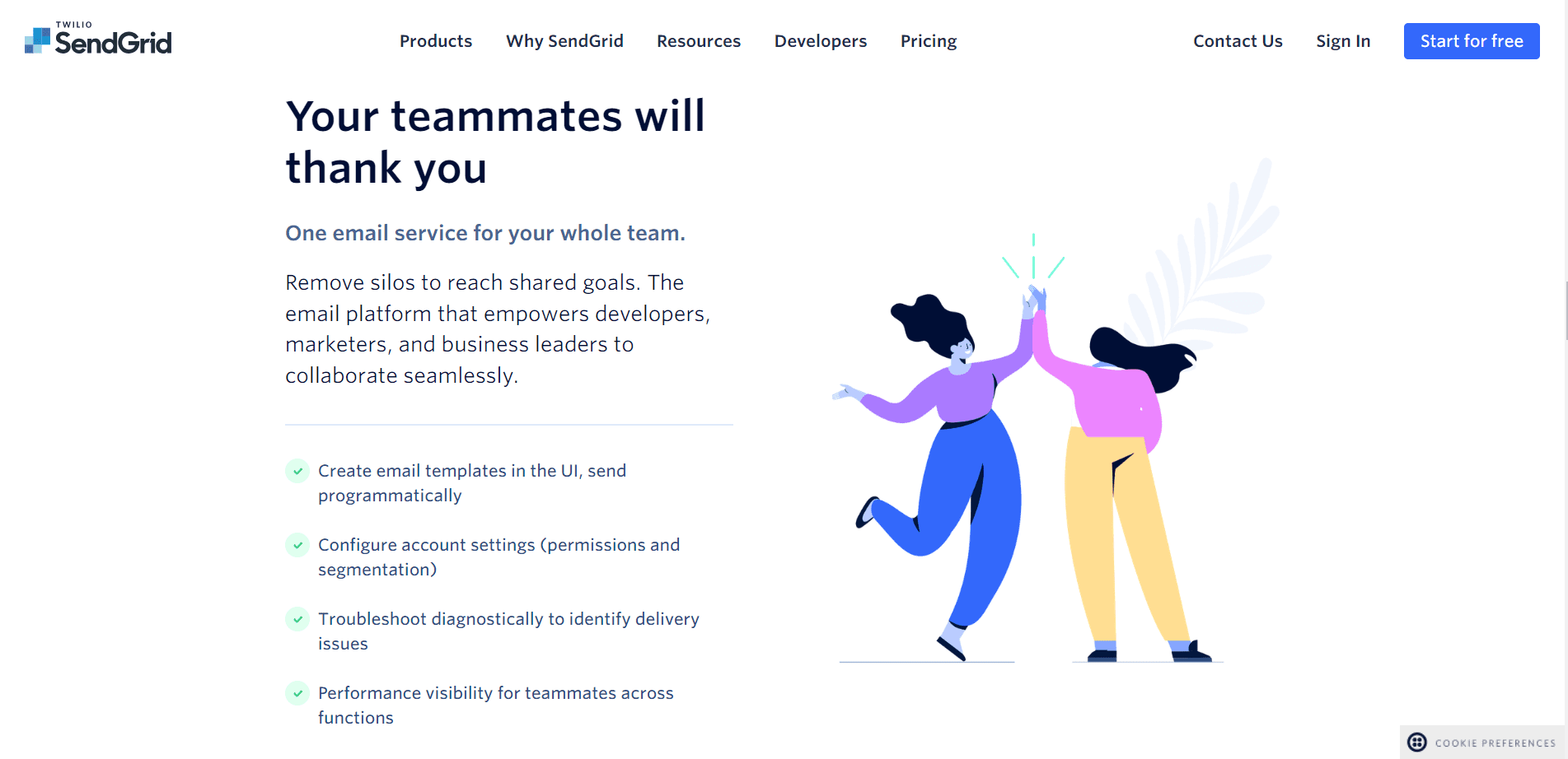 SendGrid landing page